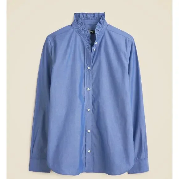 J. Crew Jules ruffle-collar shirt in cotton poplin White NWT size 4T