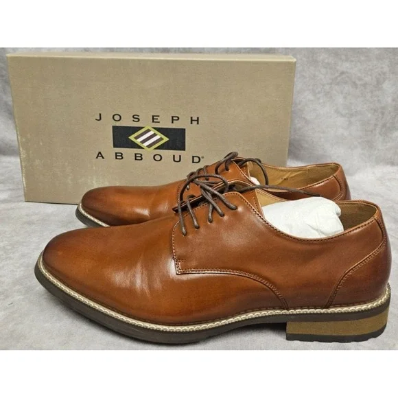 Joseph Abboud Mens Thorton Plain Toe Tan Oxford SIze 12D New