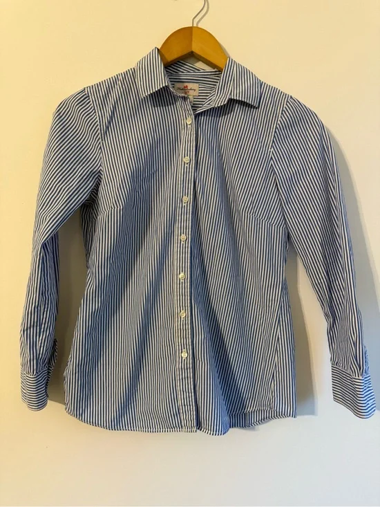 J. Crew women’s Blue and White Pinstripe Button-Down Shirt