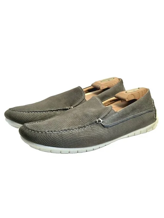 Johnston & Murphy Mens Cort Perforated Slip On Loafer Venetian Shoe Grey Size 13