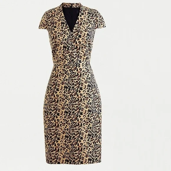 J Crew V Neck Sheath Dress Leopard Print AK630