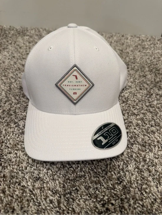 TravisMathew Loan Shark Flexfit 110 White Snapback Golf Hat