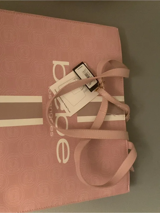 bebe Pink Tote with Logo Stripe