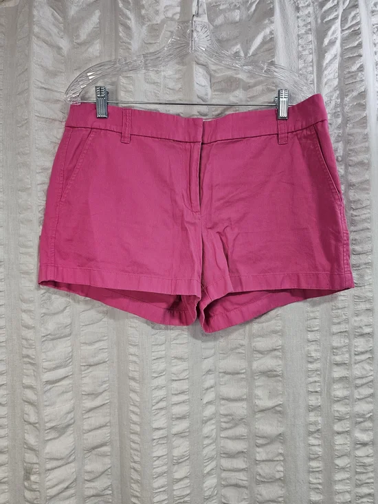 J. Crew Bright Barbie Pink High-Waist Cotton Shorts Size 12