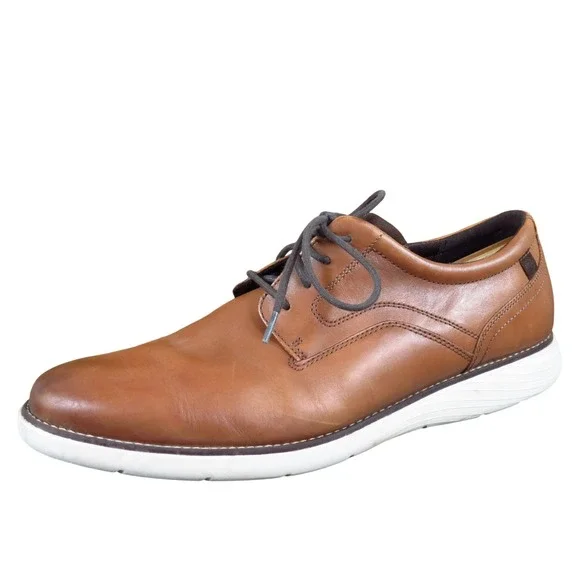 Rockport‎ Garett Men Plain Toe Oxford Size 13 Casual Comfort Tan Brown Leather