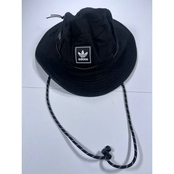Adidas Bucket Hat Unisex OSFM Black Ripstop Boonie Stash Pocket Bungee Strap
