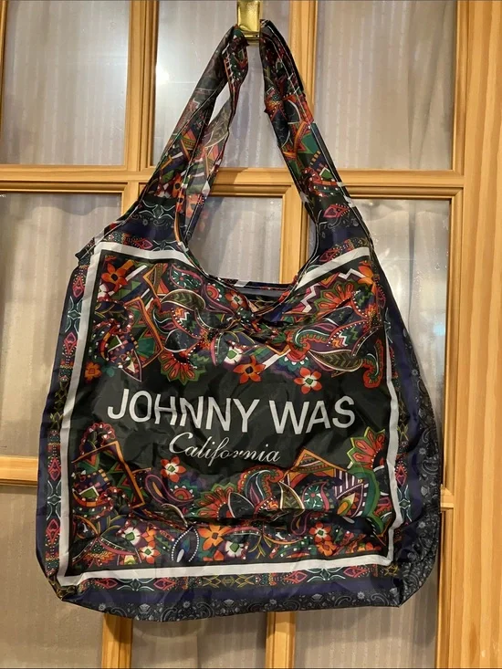 Johnny Was Black Tote with Multicolor Floral Paisley