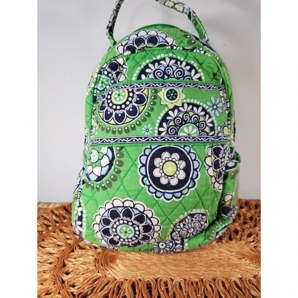 Vera Bradley Lime's Up Quilted Insulated Lunch Bag Green Blue Retired Print