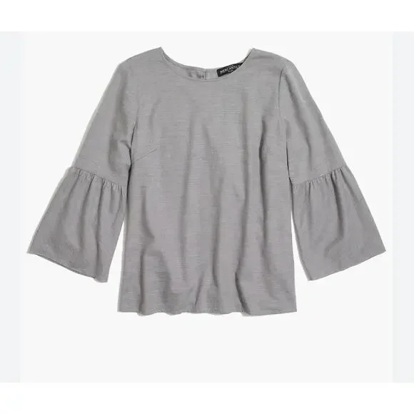 J. Crew Mercantile Women's Flannel Bell 3/4 Sleeve Blouse Top Minimalist‎ Gray 4