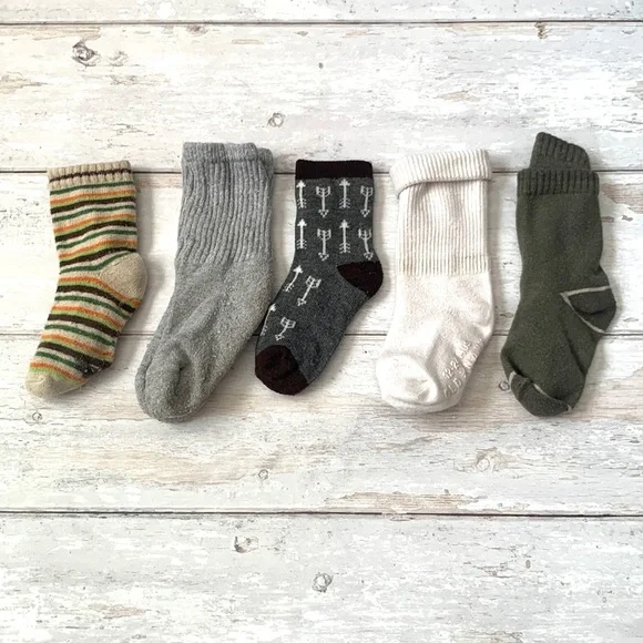 Baby Boy 12-24m Socks Bundle Set of 5 Pair Assorted Brands Gray White Sock Lot