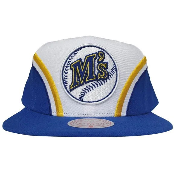 Seattle Mariners‎ Mitchell & Ness MLB Snapback Hat Cap 3D Logo Blue White NWT