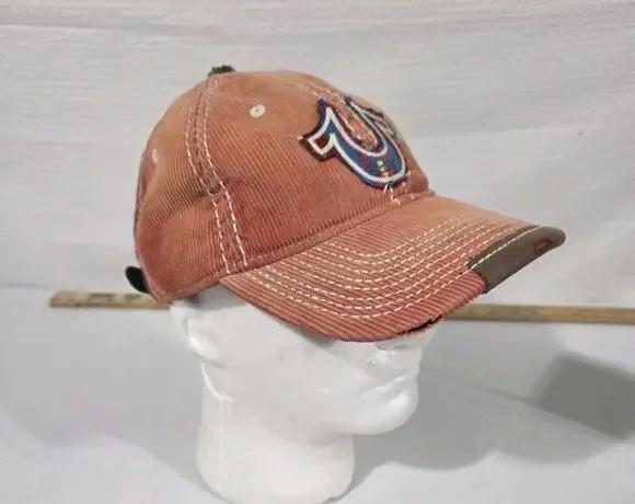 TRUE RELIGION Corduroy Baseball Cap Hat, Orange Adjustable Rare Vtg