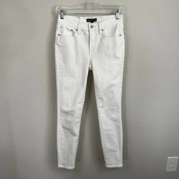J. Crew Mercantile White Skinny Jeans Women's 26 Denim Mid Rise Stretch