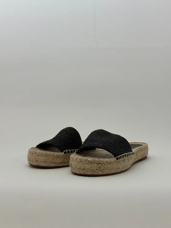 J. Crew Black Woven Espadrille Slide Mules