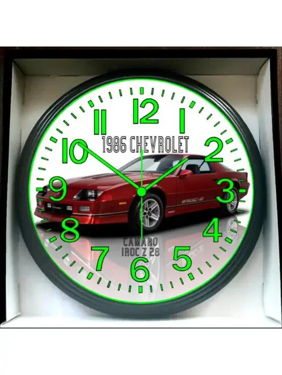 1986 Chevy Chevrolet Iroc Z28 Glow In The Dark Wall Clock New!