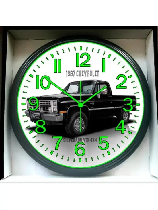 1987 Chevy Chevrolet 4x4 Silverado Short Bed Glow In The Dark Wall Clock New!