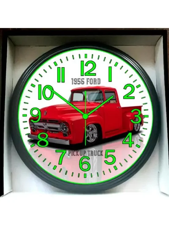 1956 Ford Pickup Truck Glow In The Dark Wall Clocking New!