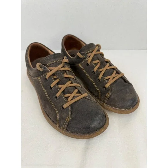 Vtg‎ Born Mens Brown Distressed Leather Lace Up Oxford Shoes F76340 Size 8.5/40