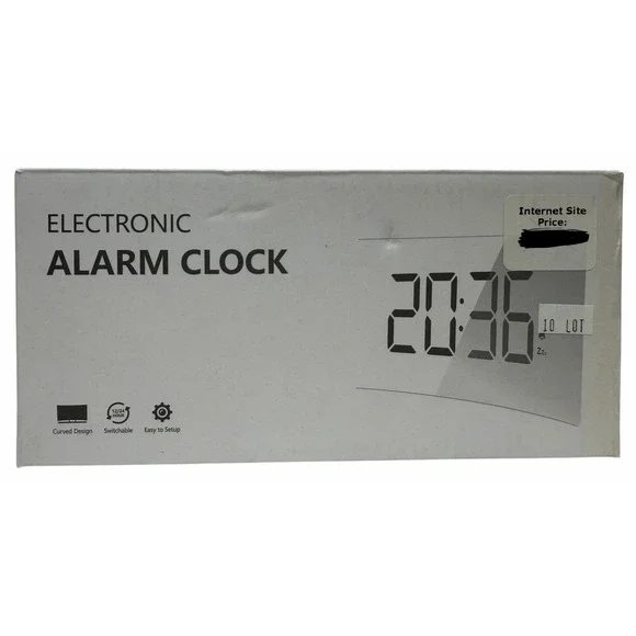 Electronic LED Alarm Clock  Digital Curved Design Black Size 147x40x90.5mm‎