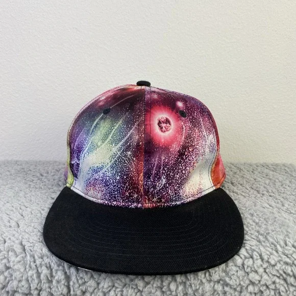 SnapBack Hip Hop Hat Unisex OS Multicolor Black Flat Bill Cosmos Street Wear
