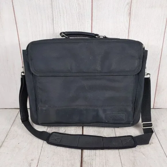 Vintage Sony VAIO Laptop Messenger Bag Briefcase Multi-Pocket Black Strap USED