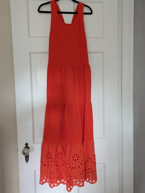 J Crew Tiered Eyelet Maxi Dress