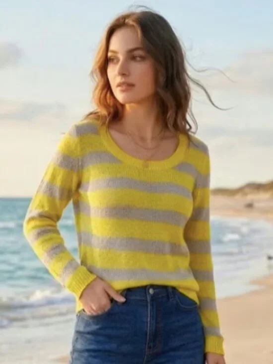 J.Crew Linen Beach Sweater in Stripe