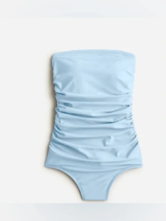 J. Crew Ruched Mist Blue Bandeau One Piece Swimsuit Size 6