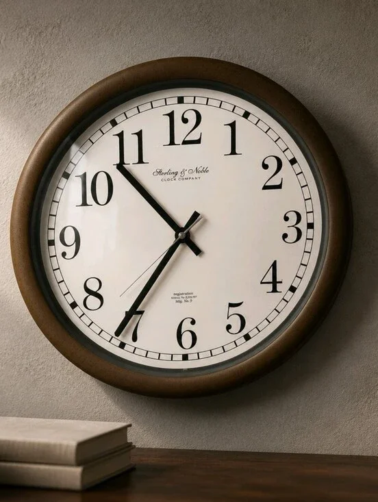 Brown Wall Clock with White Dial