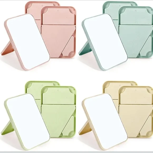 Portable Folding Makeup Mirror with Storage -, Mint