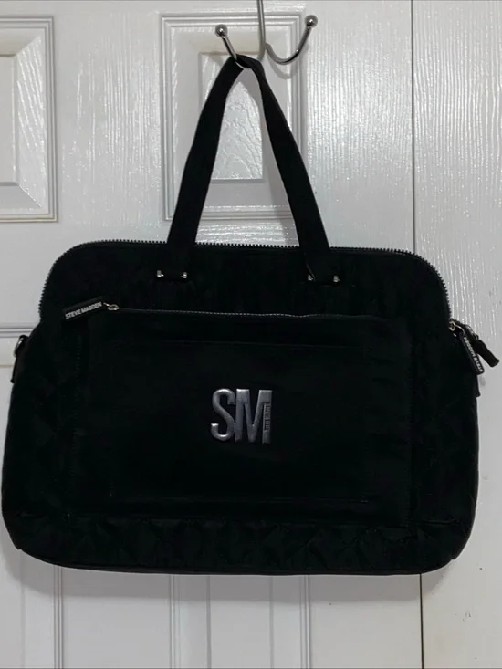 Steve Madden Black Quilted Carryall Tote