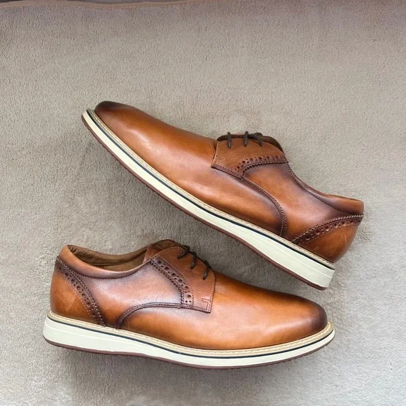 Steve Madden Brelman Men 8M Burnished Cognac Brown Leather Oxford‎ Dress Shoes