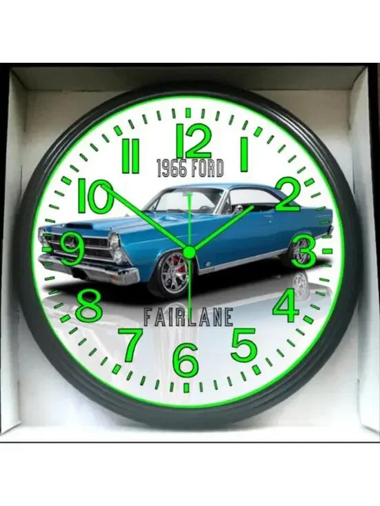 1966 Ford Fairlane Glow In The Dark Wall Clock New!