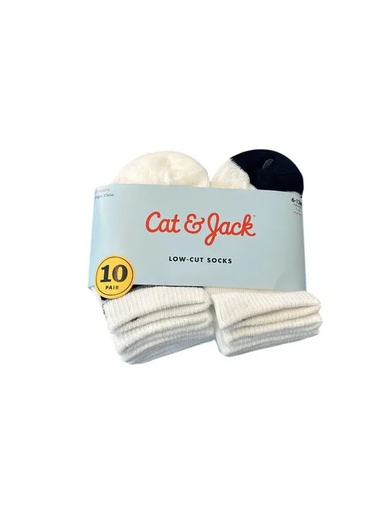 NWT Baby 10pk Striped Ankle Socks - Cat & Jack 6-12M: Knit Rib Cuffs, Midweight