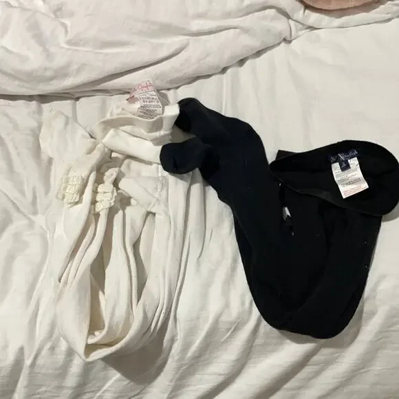 Lili Gaufrette  size 3 tights black and white with back of ankle bows euc