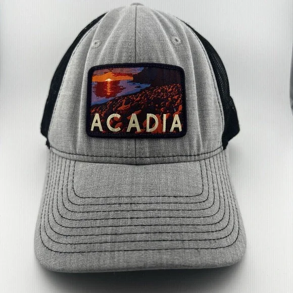 Acadia National Park Trucker Hat Gray Black Mesh Snapback Park Hats 2016