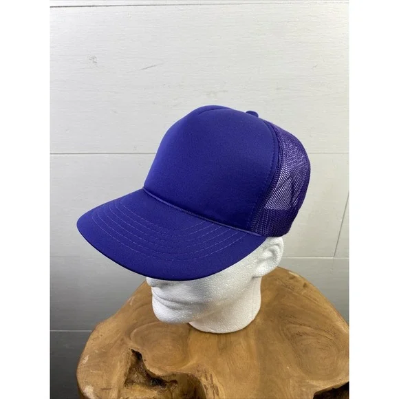 VTG YoungAn Trucker Hat Sz OS Purple Mesh Rope Snapback Baseball Cap NWOT 90s