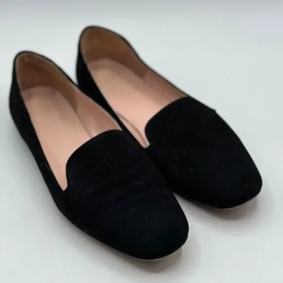 J. Crew Women's Black Suede Smoking Loafers Size 7