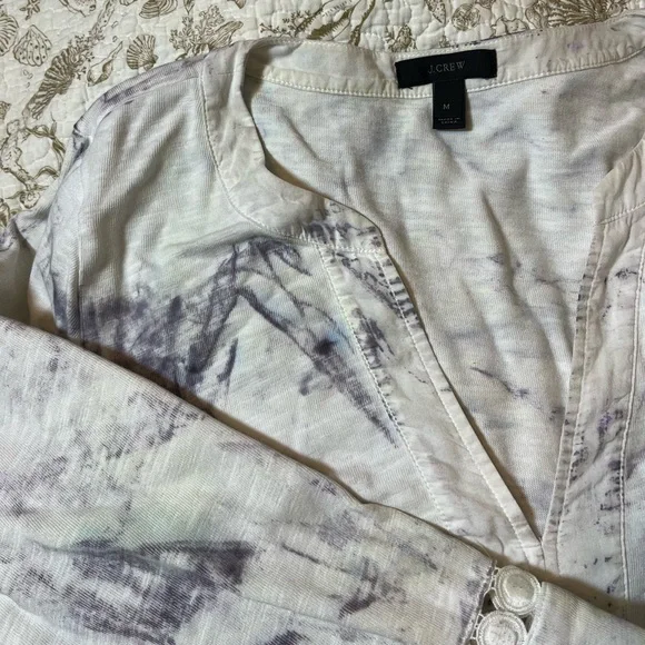 J. Crew M White Black Marble Bleach Dye Upcycle Tunic Dress Summer Spring Preppy