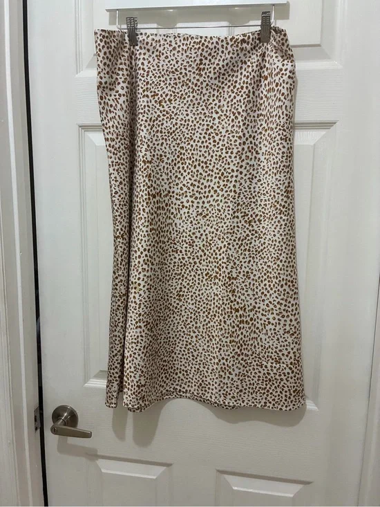 J. Crew Leopard-Pattern Midi Slip Skirt in Beige and Brown