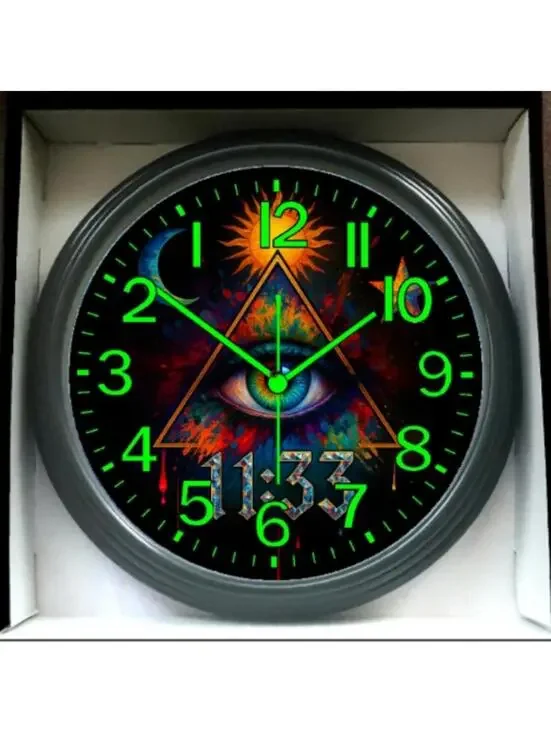 Reverse Ticking 1133 Illuminati All Seeing Eye Glow In The Dark Wall Clock New!