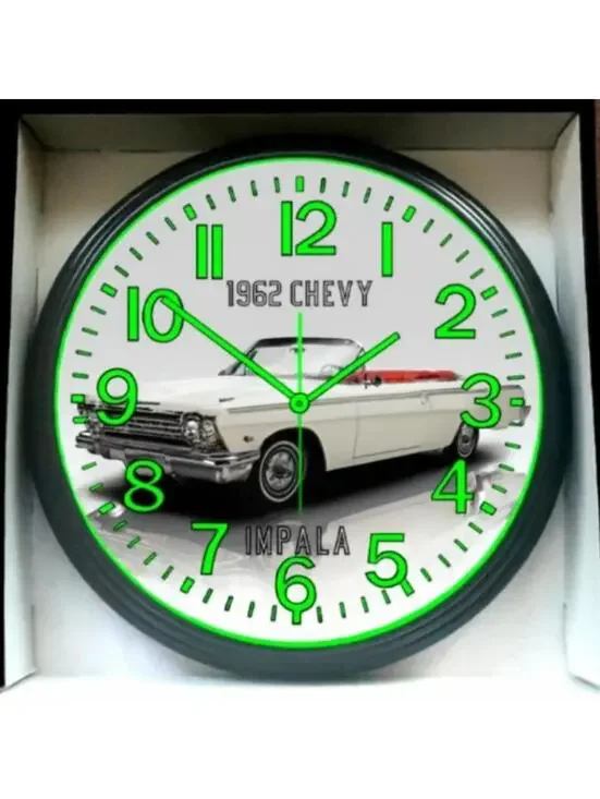 1962 Convertible Chevy Impala Glow In The Dark Wall Clock New!