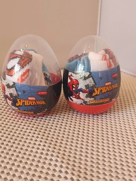 Spider-man Toddler Boys Size 4-7 No Show Socks 4 Pairs NWT Egg Container Easter