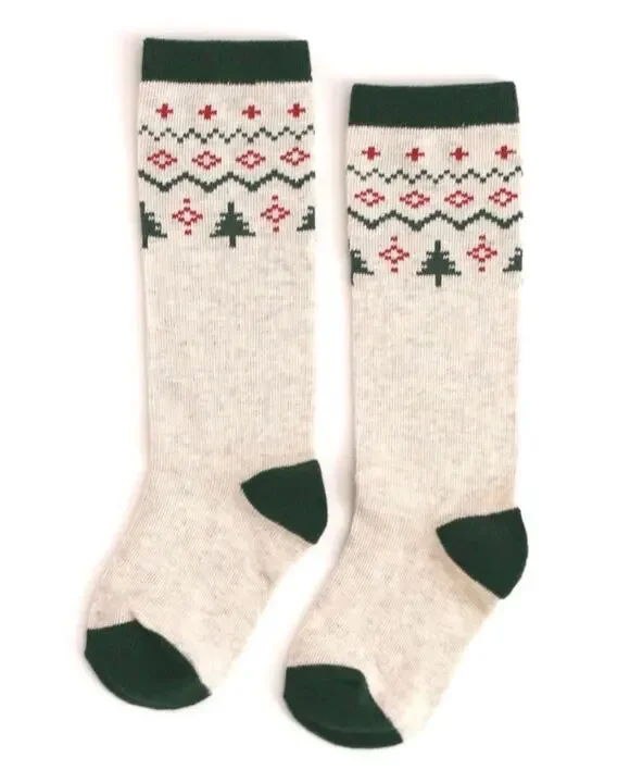 NWT Little Stocking Co. Tree Fair Isle Knee High Socks, Size 6-18m