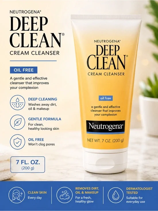 Neutrogena Deep Clean Cream Cleanser Yellow White