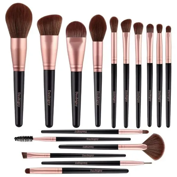Daubigny 16Pieces Black Complete Premium Synthetic Professional Makeup Brushes