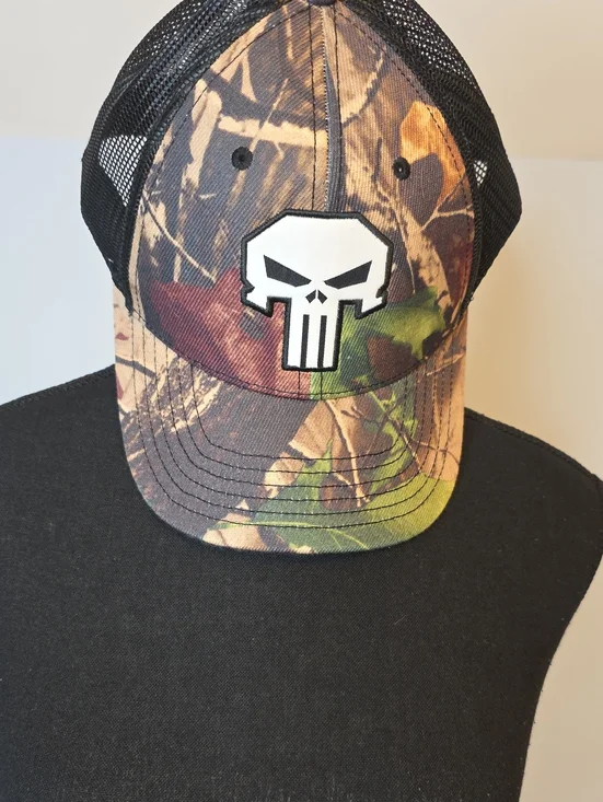 Marvel Punisher Camouflage Trucker Hat with White Skull Patch