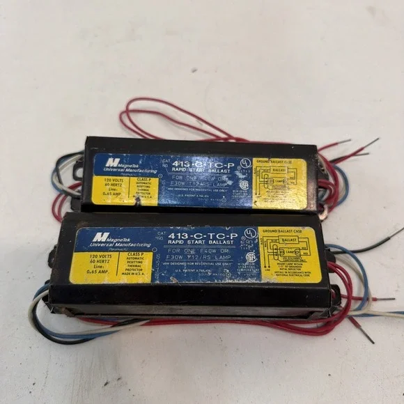 Lot Of 2 MagneTek Universal Rapid Start Ballast 413-C-TC-P, 120 Volts, 60Hz