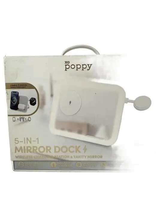 XO Poppy 5-in-1 Mirror Wireless Charging Dock - MagSafe & Touch Control - White