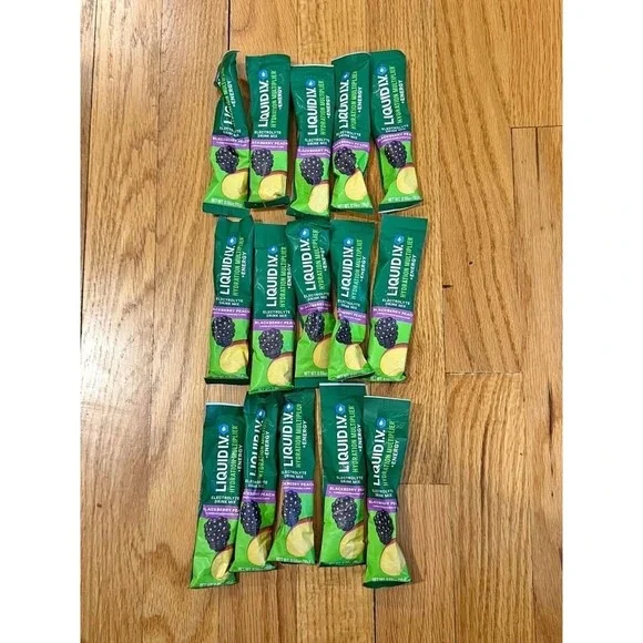 Liquid IV hydration multiplier energy electrolyte 15 blackberry peach packets